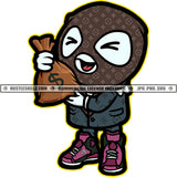 Cute Ice-cream Gangster Man Ski Mask Money Bag Snowman Hustle Skillz SVG PNG JPG Vector Cutting Files Silhouette Cricut