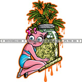 Cute Cat Woman Jar Plants Blunt Cannabis Smoking Blunt Marijuana Weed leaf Herbs Stoned High Life Hemp Organic Grass Logo Hustle Skillz SVG PNG JPG Vector Cut Files Silhouette Cricut