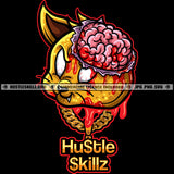 Creepy Cat Head Brain Bleeding Blood Horror Scary Dripping Spooky Monster Death Logo Hustle Skillz SVG PNG JPG Vector Cut Files Silhouette Cricut