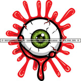 Creepy Eye Ball Blood Splash Optical Vision Veins Scary Horror Halloween Logo Hustle Skillz SVG PNG JPG Vector Cut Files Silhouette Cricut