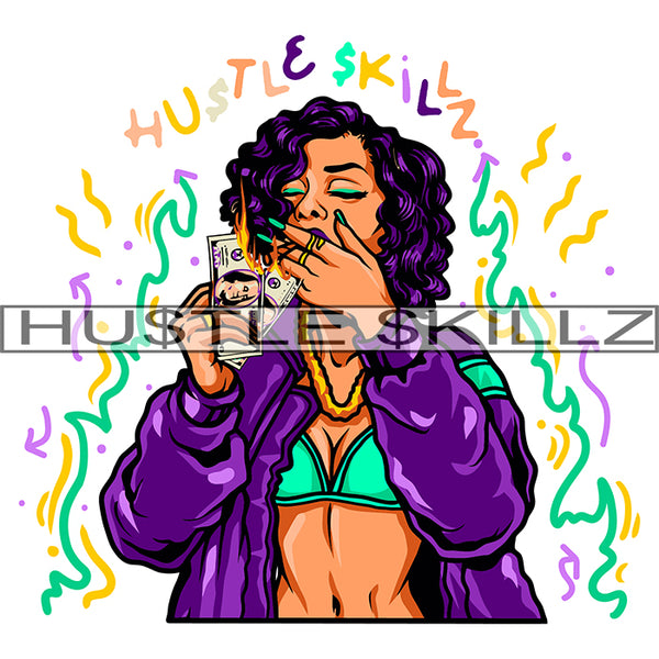 Sexy Woman Smoking Money Hustle Hustler Hustling Designs For Products SVG PNG JPG EPS Cut Cutting