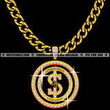 Dollar Sign Charm Diamond Gold Chain Jewelry Gem Golden Necklace Jewel Bling Bling Logo Hustle Skillz SVG PNG JPG Vector Cut Files Silhouette Cricut
