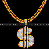 Money Sign Charm Diamond Gold Chain Jewelry Gem Golden Necklace Jewel Bling Bling Logo Hustle Skillz SVG PNG JPG Vector Cut Files Silhouette Cricut