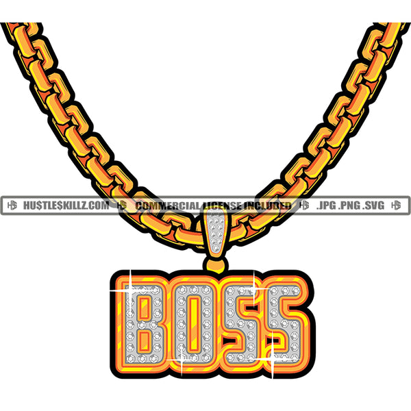 Boss Diamond Charm Gemstone Gold Chain Jewelry Gem Golden Necklace Jewel Bling Bling Logo Hustle Skillz SVG PNG JPG Vector Cut Files Silhouette Cricut