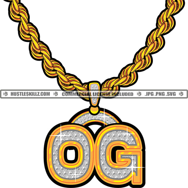 OG Diamond Charm Gemstone Gold Chain Jewelry Gem Golden Necklace Jewel Bling Bling Logo Hustle Skillz SVG PNG JPG Vector Cut Files Silhouette Cricut