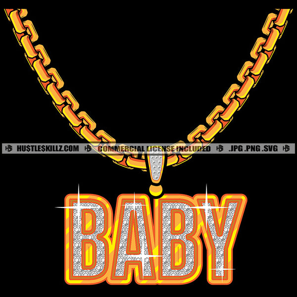 Baby Diamond Charm Gemstone Gold Chain Jewelry Gem Golden Necklace Jewel Bling Bling Logo Hustle Skillz SVG PNG JPG Vector Cut Files Silhouette Cricut