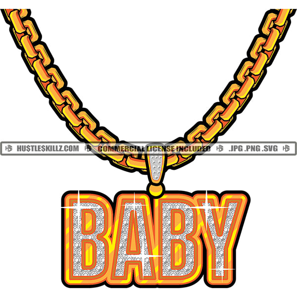 Baby Diamond Charm Gemstone Gold Chain Jewelry Gem Golden Necklace Jewel Bling Bling Logo Hustle Skillz SVG PNG JPG Vector Cut Files Silhouette Cricut