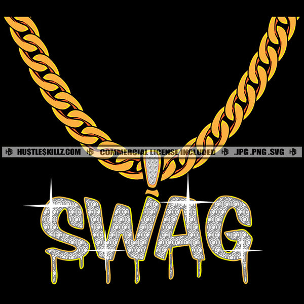 Swag Diamond Charm Gemstone Gold Chain Luxury Wealth Jewelry Golden Necklace Jewel Logo Hustle Skillz SVG PNG JPG Vector Cut Files Silhouette Cricut