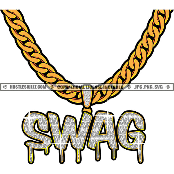 Swag Diamond Charm Gemstone Gold Chain Luxury Wealth Jewelry Golden Necklace Jewel Logo Hustle Skillz SVG PNG JPG Vector Cut Files Silhouette Cricut