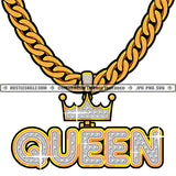 Queen Diamond Charm Gold Chain Jewelry Gem Golden Silver Necklace Jewel Grind Logo Hustle Skillz SVG PNG JPG Vector Cut Files Silhouette Cricut