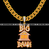 Big Bank Diamond Charm Stone Gold Chain Jewelry Gem Golden Necklace Jewel Grind Logo Hustle Skillz SVG PNG JPG Vector Cut Files Silhouette Cricut