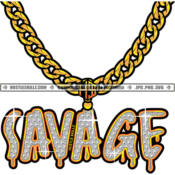 Savage Diamond Charm Stone Gold Chain Jewelry Gem Golden Necklace Jewel Bling Bling Logo Hustle Skillz SVG PNG JPG Vector Cut Files Silhouette Cricut