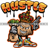 Hustle Gangster Money Bag Crown Grind Cash Dollar Hustler Crime Hand Gun Logo Hustle Skillz SVG PNG JPG Vector Cut Files Silhouette Cricut