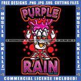 Purple Rain Cannabis Smoking Blunt Marijuana Weed leaf Logo Hustle Skillz SVG PNG JPG Vector Cut Files Silhouette Cricut