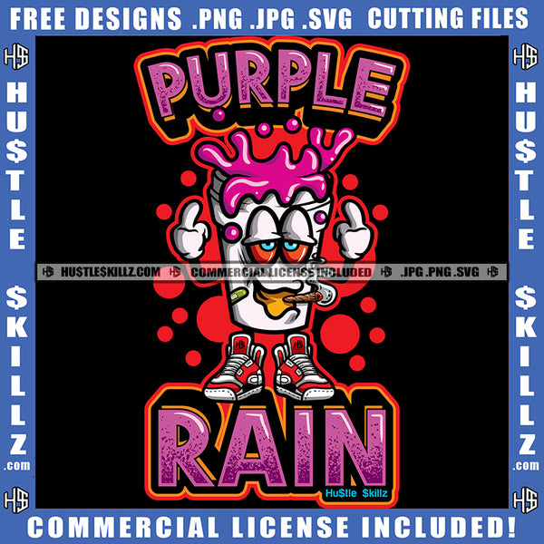 Purple Rain Cannabis Smoking Blunt Marijuana Weed leaf Logo Hustle Skillz SVG PNG JPG Vector Cut Files Silhouette Cricut