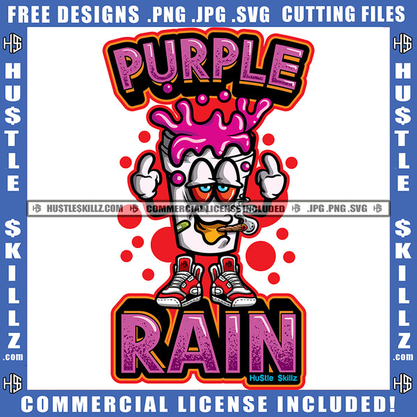 Purple Rain Cannabis Smoking Blunt Marijuana Weed leaf Logo Hustle Skillz SVG PNG JPG Vector Cut Files Silhouette Cricut