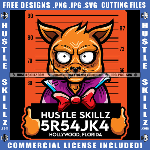 Gangster Cat Evil Eyes Suit Hollywood Florida Jail Hustle Skillz 5R54JK4 Logo Hustle Skillz SVG PNG JPG Vector Cut Files Silhouette Cricut