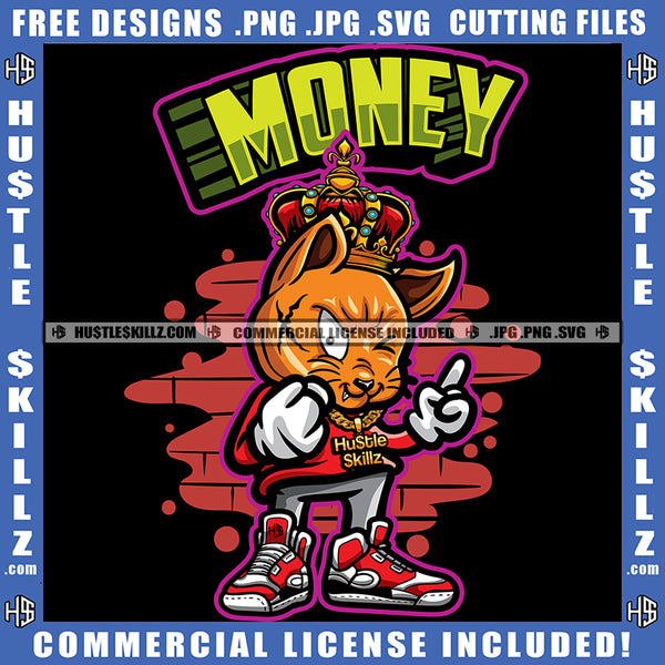 Hustler Make Money Crown Gangster Cat Gold Chain Hustler Money Grind Hustling Logo Hustle Skillz SVG PNG JPG Vector Cut Files Silhouette Cricut