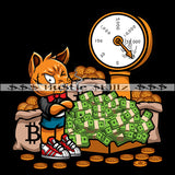 Gangster Cat Scar Face Big Scale Money Stacks Bitcoins Investor Cash Hustle Skillz Dope Hustler Hustling Designs For Products SVG PNG JPG EPS Cut Cutting