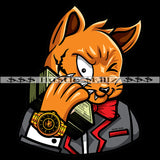 Gangster Cat Scar Face Money Stack On His Face Cash Hustle Skillz Dope Hustler Hustling Designs For Products SVG PNG JPG EPS Cut Cutting