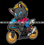 Cat Riding Sport Bike Bitcoin Wheel's Scar Face Gangster Money Cash Hustle Skillz Dope Hustler Hustling Designs For Products SVG PNG JPG EPS Cut Cutting