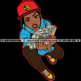 Lola Showing Off Money Squatting Hustler Grind Hustle Skillz SVG PNG JPG Silhouette Cricut Cut Files