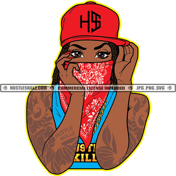 Gangster Lola Facemask Bandana Baseball Hat Tattoo Hustler Grind Hustle Skillz SVG PNG JPG Silhouette Cricut Cut Files