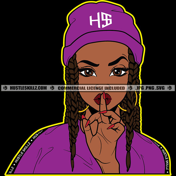 Afro Lola Winter Hat Shut Silent Sign Hustler Grind Hustle Skillz SVG PNG JPG Silhouette Cricut Cut Files