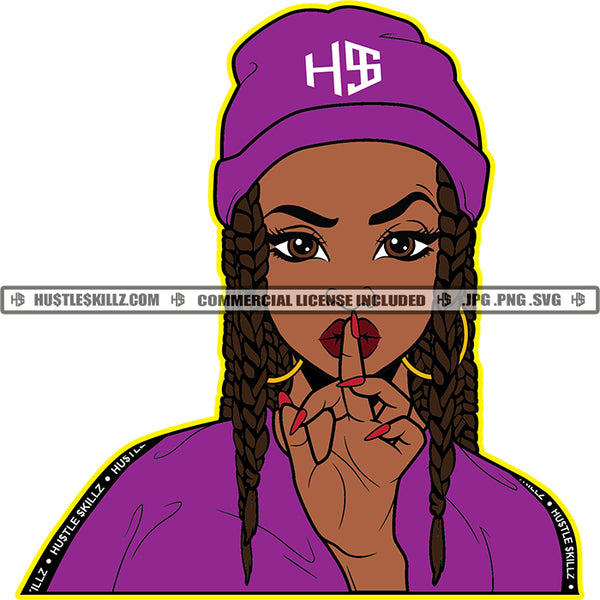 Afro Lola Winter Hat Shut Silent Sign Hustler Grind Hustle Skillz SVG PNG JPG Silhouette Cricut Cut Files