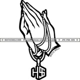 Female Woman Praying Hands Prayers Pray Logos Black And White Designs Hustle Skillz SVG PNG JPG Vector Cutting Files Silhouette Cricut