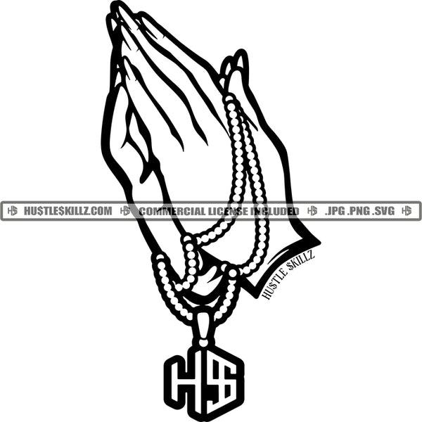 Female Woman Praying Hands Prayers Pray Logos Black And White Designs Hustle Skillz SVG PNG JPG Vector Cutting Files Silhouette Cricut