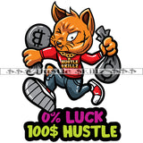 0 Luck 100% Hustle Gangster Cat Holding Money Bags Coins Bag Scarface Grind Grinding Hustle Skillz Dope Hustler Hustling Designs For Products SVG PNG JPG EPS Cut Cutting