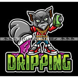 Dripping Gangster Cat Holding Money Purple Drink Gold Chain Grind Grinding Hustle Skillz Dope Hustler Hustling Designs For Products SVG PNG JPG EPS Cut Cutting