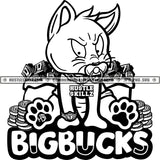 Big Bucks Gangster Baby Cat Pacifier Money Stacks Hip Hop Rap Logos Black And White Designs Hustle Skillz SVG PNG JPG Vector Cutting Files Silhouette Cricut