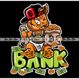 Bank Gangster Baby Cat Holding Money Bags Coins Investor Baseball Hat Grind Grinding Hustle Skillz Dope Hustler Hustling Designs For Products SVG PNG JPG EPS Cut Cutting