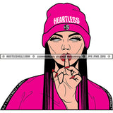 Woman Middle Finger Gangsta Pink Winter Hat SVG PNG JPG Vector Cut Cutting Silhouette