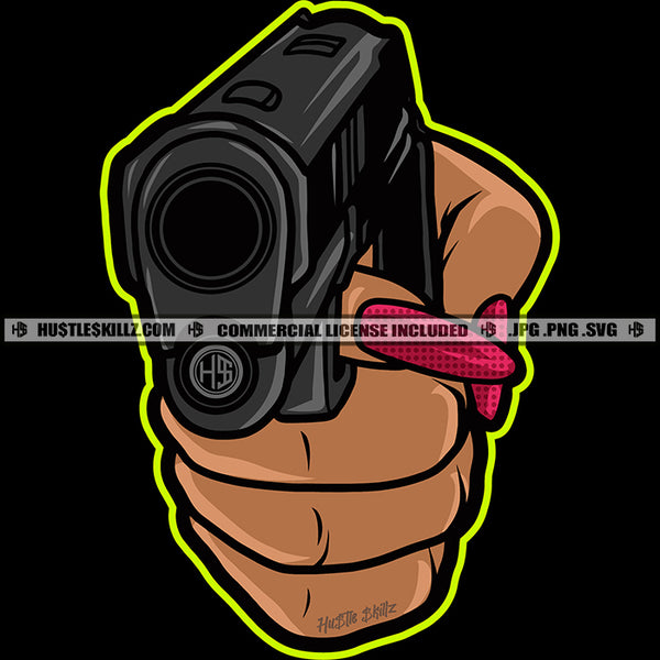 Gangster Mafia Woman Crime Hand Gun Grind Ghetto Street Girl  Gang Logo Hustle Skillz SVG PNG JPG Vector Cut Files Silhouette Cricut