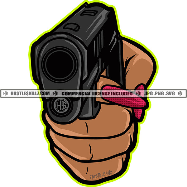 Gangster Mafia Woman Crime Hand Gun Grind Ghetto Street Girl  Gang Logo Hustle Skillz SVG PNG JPG Vector Cut Files Silhouette Cricut