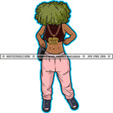 Afro Woman Black Woman Green Afro Hair Dope Strong African Nubian Melanin Popping Black Girl Magic Gold Chain Curvy Figure Logo Hustle Skillz SVG PNG JPG Vector Cut Files Silhouette Cricut