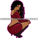 Sexy Melanin Woman Twerking Matching Outfit Hustler Earring Boots Grinding Dope Girl Fit Curvy And Sexy Figure Hustling Logo Hustle Skillz SVG PNG JPG Vector Cut Files Silhouette Cricut