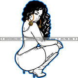Nubian Woman Black And White Design Twerking Matching Outfit Hustler Earring Boots Grinding Dope Girl Fit Curvy And Sexy Figure Hustling Hustler Logo Hustle Skillz SVG PNG JPG Vector Cut Files Silhouette Cricut