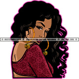 Black Girl Long Wave Hairstyle Hustler Gold Earring Grinding Dope Girl Fit Sexy Figure Hustling Logo Hustle Skillz SVG PNG JPG Vector Cut Files Silhouette Cricut