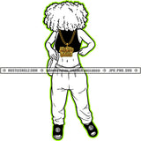 Melanin Popping Black Girl Magic Afro Woman Black And White Design Strong African Nubian Gold Chain Curvy Figure Logo Hustle Skillz SVG PNG JPG Vector Cut Files Silhouette Cricut