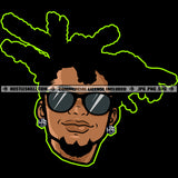 Gangster Man Locs Dreads Hair Sunglasses Hustler Earing Graphic Beard Grind Logo Hustle Skillz SVG PNG JPG Vector Cut Files Silhouette Cricut