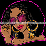 Nubian  Black Woman Boss Lady Wearing Glasses Afro Puff Hairstyle  Urban Street Girl Glamour Ebony Logo Hustle Skillz SVG PNG JPG Vector Cut Files Silhouette Cricut