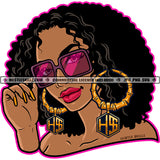 Nubian  Black Woman Boss Lady Wearing Glasses Afro Puff Hairstyle  Urban Street Girl Glamour Ebony Logo Hustle Skillz SVG PNG JPG Vector Cut Files Silhouette Cricut