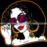 Melanin Woman Black And White Design Boss Lady Wearing Glasses Sexy Afro Puff Hairstyle  Urban Street Girl Glamour Ebony Logo Hustle Skillz SVG PNG JPG Vector Cut Files Silhouette Cricut