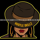 Melanin Woman Grind Shine Life Quotes Lady Boss Grind Classy Hat Hustler Gold Chain Earring Logo Hustle Skillz SVG PNG JPG Vector Cut Files Silhouette Cricut