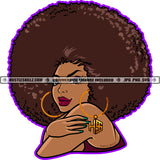 Afro Lady Black Beautiful Woman Round Earrings Afro Puff Hairstyle Melanin Popping Face Charming Logo Hustle Skillz SVG PNG JPG Vector Cut Files Silhouette Cricut