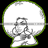 Beautiful Woman Black And White Design Round Earrings Afro Puff Hairstyle Melanin Popping Face Charming Logo Hustle Skillz SVG PNG JPG Vector Cut Files Silhouette Cricut